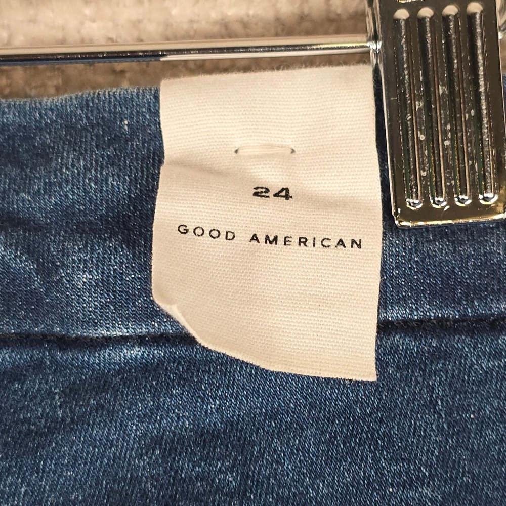 Good American Good Legs Straight Jeans Blue007 High Rise NWT Size 24 GLS873T - Picture 8 of 11